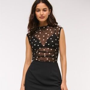 A&F Paloma Mesh Top - Black Dot
